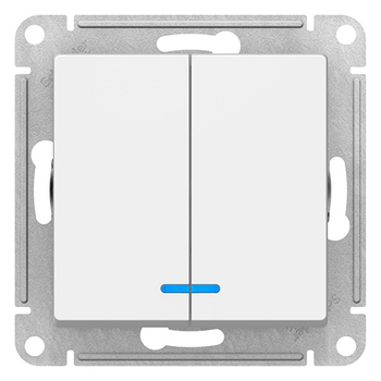 Выключатель SE AtlasDesign 2-клавишный с подсветкой, сх.5а, 10АХ, белый, механизм - Электрика, НВА - Выключатели и розетки - Выключатели - Магазин электрооборудования для дома ТурбоВольт